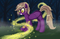 Size: 1109x721 | Tagged: safe, artist:rubi-one-chan, oc, oc only, firefly (insect), pegasus, pony, mist, night
