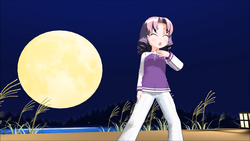 Size: 1920x1080 | Tagged: safe, artist:starhedgehog55, sweetie belle, human, g4, camping, dance x mixer, grass, humanized, lake, lantern, moon, night, singing, tree