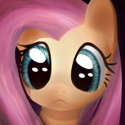 Size: 3000x3000 | Tagged: safe, artist:daedric-pony, fluttershy, pegasus, pony, g4, female, head only, looking at you, sad, sad face, solo