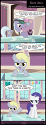 Size: 1184x3231 | Tagged: safe, artist:toxic-mario, derpy hooves, rarity, pegasus, pony, g4, comic, female, mare, pun