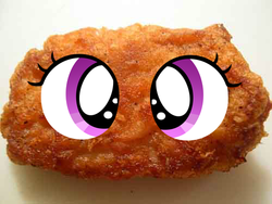Size: 500x375 | Tagged: safe, edit, scootaloo, g4, chicken nugget, eyes, food, scootachicken