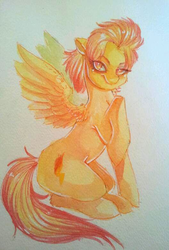 Size: 528x779 | Tagged: safe, artist:busoni, spitfire, pony, g4, female, painting, solo, traditional art, watercolor painting