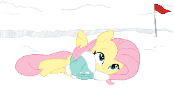 Size: 841x463 | Tagged: safe, artist:carnifex, artist:luisfdm, edit, fluttershy, rainbow dash, pegasus, pony, g4, animated, blinking, carnifex is trying to murder us, clothes, coat, cute, daaaaaaaaaaaw, ear flick, female, flag, hnnng, jacket, mare, on side, rainbow trail, shyabetes, snow, snowboard, snowboarding, tail wag, weapons-grade cute, winter outfit