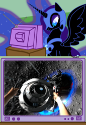 Size: 512x750 | Tagged: safe, nightmare moon, g4, exploitable meme, moon, personality core, portal, portal (valve), portal 2, tv meme, wheatley