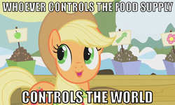 Size: 695x417 | Tagged: safe, applejack, earth pony, pony, g4, female, image macro, solo