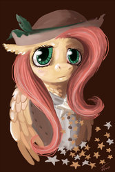 Size: 1000x1500 | Tagged: safe, artist:fyrecalla, part of a set, fluttershy, pegasus, pony, g4, clothes, deputy, female, hat, mare, sheriff, solo, stars, western