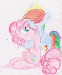 Size: 2437x2922 | Tagged: safe, artist:deihiru, pinkie pie, rainbow dash, g4, female, lesbian, ship:pinkiedash, shipping