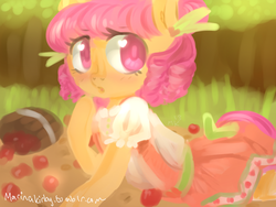 Size: 800x600 | Tagged: safe, artist:marinakirby, apple rose, earth pony, pony, g4, 30 minute art challenge, clothes, female, solo, young apple rose, younger