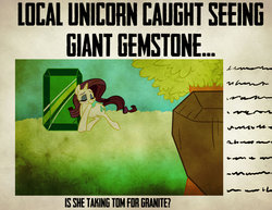 Size: 800x618 | Tagged: safe, artist:bunnimation, rarity, tom, g4, gem, newspaper, pun, rock pun