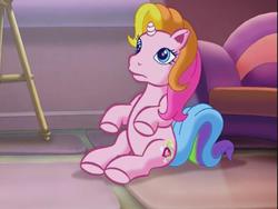 Size: 640x480 | Tagged: safe, screencap, rarity (g3), g3, the runaway rainbow, derp, mismatched eyes