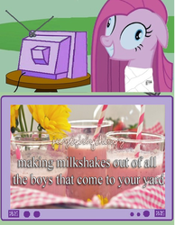 Size: 388x500 | Tagged: safe, pinkie pie, g4, exploitable meme, meme, milkshake, pinkamena diane pie, tv meme