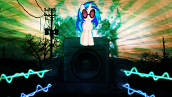 Size: 1920x1080 | Tagged: safe, artist:arexball, dj pon-3, vinyl scratch, pony, g4, solo, speaker, wallpaper