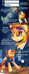 Size: 1280x3258 | Tagged: safe, artist:spittfireart, lightning dust, spitfire, pegasus, pony, g4, clothes, coffee cup, comic, cup, desk, desk lamp, dialogue, duo, female, mare, paperwork, spitfire's office, sunglasses, tumblr, yelling