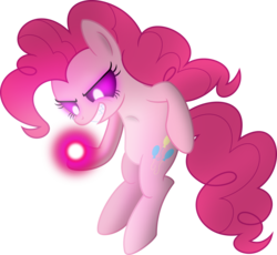 Size: 4886x4500 | Tagged: safe, artist:psyxofthoros, pinkie pie, earth pony, pony, g4, absurd resolution, angry, creepy, evil grin, female, glowing eyes, grin, happy, magic, mare, pink, simple background, smiling, solo, transparent background, xk-class end-of-the-world scenario