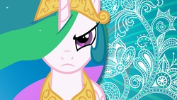 Size: 1920x1080 | Tagged: safe, artist:raindropsthedeviant, princess celestia, pony, g4, angry, female, solo, vector, wallpaper