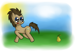 Size: 1000x679 | Tagged: safe, artist:chibi95, doctor whooves, time turner, earth pony, pony, g4, pear, solo