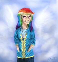 Size: 865x923 | Tagged: safe, artist:vulpse, rainbow dash, human, g4, humanized, solo