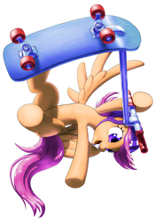 Size: 2410x3432 | Tagged: safe, artist:yoka-the-changeling, scootaloo, pony, g4, adult, female, scooter, simple background, solo