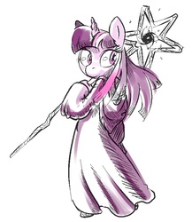 Size: 650x750 | Tagged: safe, artist:discommunicator, twilight sparkle, anthro, g4, clothes, female, robe, simple background, solo, staff