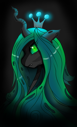 Size: 2272x3739 | Tagged: dead source, safe, artist:akkiv, queen chrysalis, changeling, changeling queen, g4, female, green eyes, solo