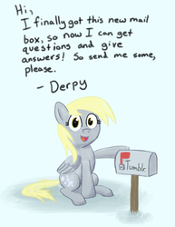 Size: 770x1000 | Tagged: safe, derpy hooves, pegasus, pony, ask a mailmare, g4, ask, female, mailbox, mare, tumblr