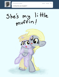 Size: 770x1000 | Tagged: safe, derpy hooves, dinky hooves, pegasus, pony, ask a mailmare, g4, ask, equestria's best mother, female, mare, mother and daughter, tumblr