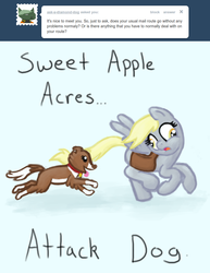 Size: 770x1000 | Tagged: safe, derpy hooves, winona, pegasus, pony, ask a mailmare, g4, ask, female, mare, tumblr