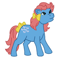 Size: 634x623 | Tagged: safe, artist:frele-ania, bow tie (g1), pony, g1, bow, female, solo, tail, tail bow