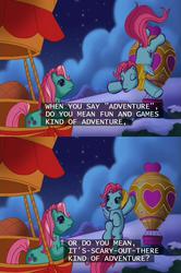 Size: 638x959 | Tagged: safe, screencap, minty, thistle whistle, g3, my little pony: a very minty christmas, adventure, balloon, subtitles