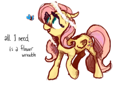 Size: 800x566 | Tagged: safe, artist:spectralunicorn, fluttershy, butterfly, pony, g4, female, floral head wreath, flower, solo