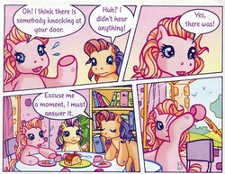 Size: 526x407 | Tagged: safe, cupcake (g3), sparkleworks, g3, official, comic, scan, tea, world's worst tea party