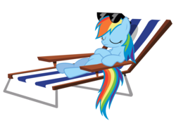 Size: 10000x7000 | Tagged: safe, artist:anxet, rainbow dash, pony, g4, too many pinkie pies, absurd resolution, beach chair, chair, female, lounge, simple background, sleeping, solo, sunglasses, transparent background, vector