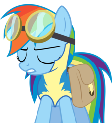 Size: 5747x6328 | Tagged: safe, artist:crazypon3, rainbow dash, pony, g4, absurd resolution, female, goggles, regret, saddle bag, simple background, solo, transparent background, vector