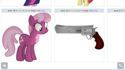 Size: 1136x640 | Tagged: safe, cheerilee, earth pony, pony, derpibooru, g4, exploitable meme, female, gun, imminent death, juxtaposition, juxtaposition win, mare, meme, meta, oh no, revolver, simple background, team fortress 2, this will end in death, this will end in tears, this will end in tears and/or death, vector, white background