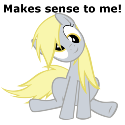 Size: 700x700 | Tagged: safe, artist:broneill95, edit, derpy hooves, pegasus, pony, g4, female, head tilt, image macro, mare, reaction image, simple background, sitting, transparent background, vector