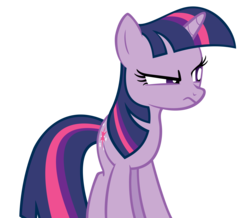 Size: 4665x4066 | Tagged: safe, artist:glitched-nimbus, twilight sparkle, pony, unicorn, g4, absurd resolution, annoyed, female, frown, glare, i'm watching you, raised eyebrow, simple background, solo, suspicious, transparent background, unicorn twilight, vector