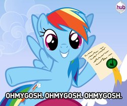 Size: 600x501 | Tagged: safe, rainbow dash, pony, g4, female, hub logo, hubble, solo