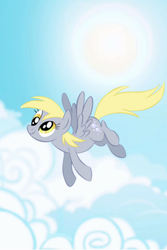Size: 640x960 | Tagged: safe, artist:lauren faust, edit, derpy hooves, pegasus, pony, g4, cloud, cloudy, cute, derpabetes, female, flying, happy, iphone, iphone wallpaper, mare, smiling, solo, sun, wallpaper