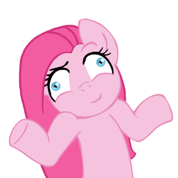 Size: 945x945 | Tagged: safe, pinkie pie, earth pony, pony, g4, female, pinkamena diane pie, shrug, shrugpony, simple background, solo, transparent background