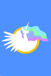 Size: 640x960 | Tagged: safe, princess celestia, alicorn, pony, g4, blue background, circle, female, hooves, horn, iphone wallpaper, lineless, mare, minimalist, simple background, solo, spread wings, wings