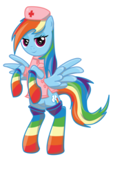 Size: 1785x2526 | Tagged: safe, artist:varijani, rainbow dash, pegasus, pony, g4, bedroom eyes, bipedal, clothes, female, hat, mare, nurse, rainbow socks, simple background, socks, solo, striped socks, transparent background