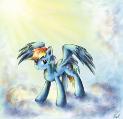 Size: 5000x4831 | Tagged: safe, artist:pponyoo, rainbow dash, g4, absurd resolution, cloud, cloudy, female, solo