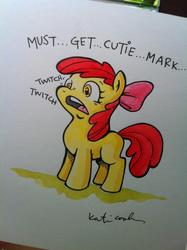 Size: 764x1024 | Tagged: safe, artist:katie cook, idw, apple bloom, earth pony, pony, g4, female, filly, foal, solo, traditional art