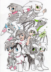 Size: 752x1063 | Tagged: safe, artist:feniiku, dragon, human, anthro, plantigrade anthro, crossover, danny fenton, danny phantom, dragonified, everythingified, nightified, nights, nights into dreams, ponified, solo, sonic the hedgehog (series), sonicified, spyro the dragon, spyro the dragon (series), traditional art