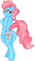 Size: 522x900 | Tagged: safe, artist:rayodragon, cup cake, earth pony, anthro, g4, breasts, busty cup cake, female, sideboob