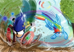 Size: 1280x896 | Tagged: safe, artist:skatoonist, rainbow dash, g4, crossover, male, sonic the hedgehog, sonic the hedgehog (series)