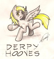 Size: 858x931 | Tagged: safe, artist:fives555, derpy hooves, pegasus, pony, g4, female, mare, solo, traditional art