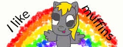 Size: 1051x405 | Tagged: safe, artist:luna950, derpy hooves, pegasus, pony, g4, female, mare, rainbow, solo