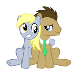 Size: 913x875 | Tagged: dead source, safe, artist:tzolkine, derpy hooves, doctor whooves, time turner, pegasus, pony, g4, duo, female, hoof around neck, male, mare, necktie, ship:doctorderpy, simple background, smiling, stallion, straight, transparent background, vector