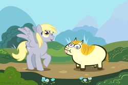 Size: 800x533 | Tagged: safe, artist:thaily, derpy hooves, pegasus, pony, g4, crossover, derp, female, mare